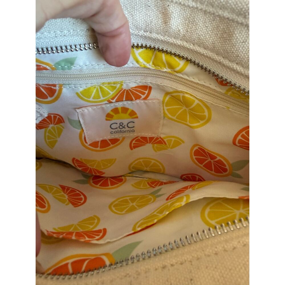 C&C California Spritz mini canvas tote bag beige attach orange slice coin purse - Picture 5 of 5